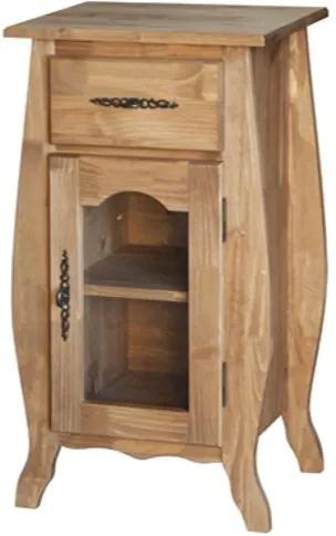 Mesa de Cabeceira Rústica Com Porta de Vidro Arroio - Wood Prime Biomóvel 1028571