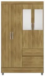 Guarda Roupa Solteiro 103cm Com Espelho Mayra Nature V02 - Mpozenato