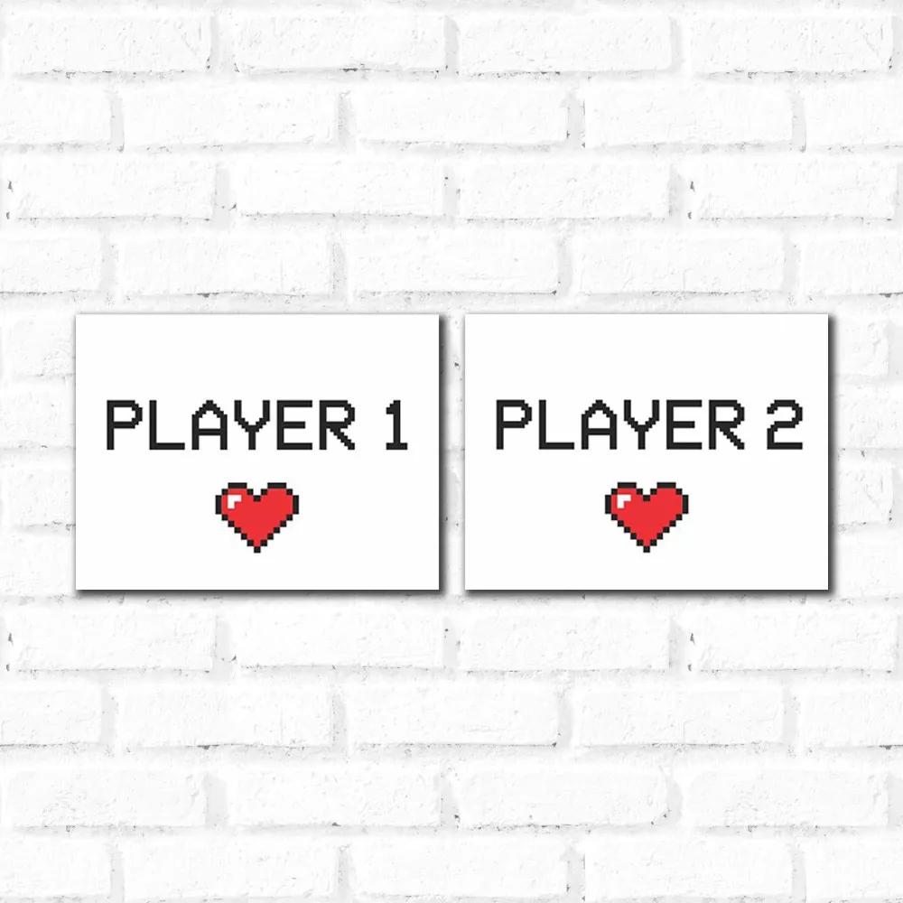 Placa Decorativa Kit Player 1 Player 2