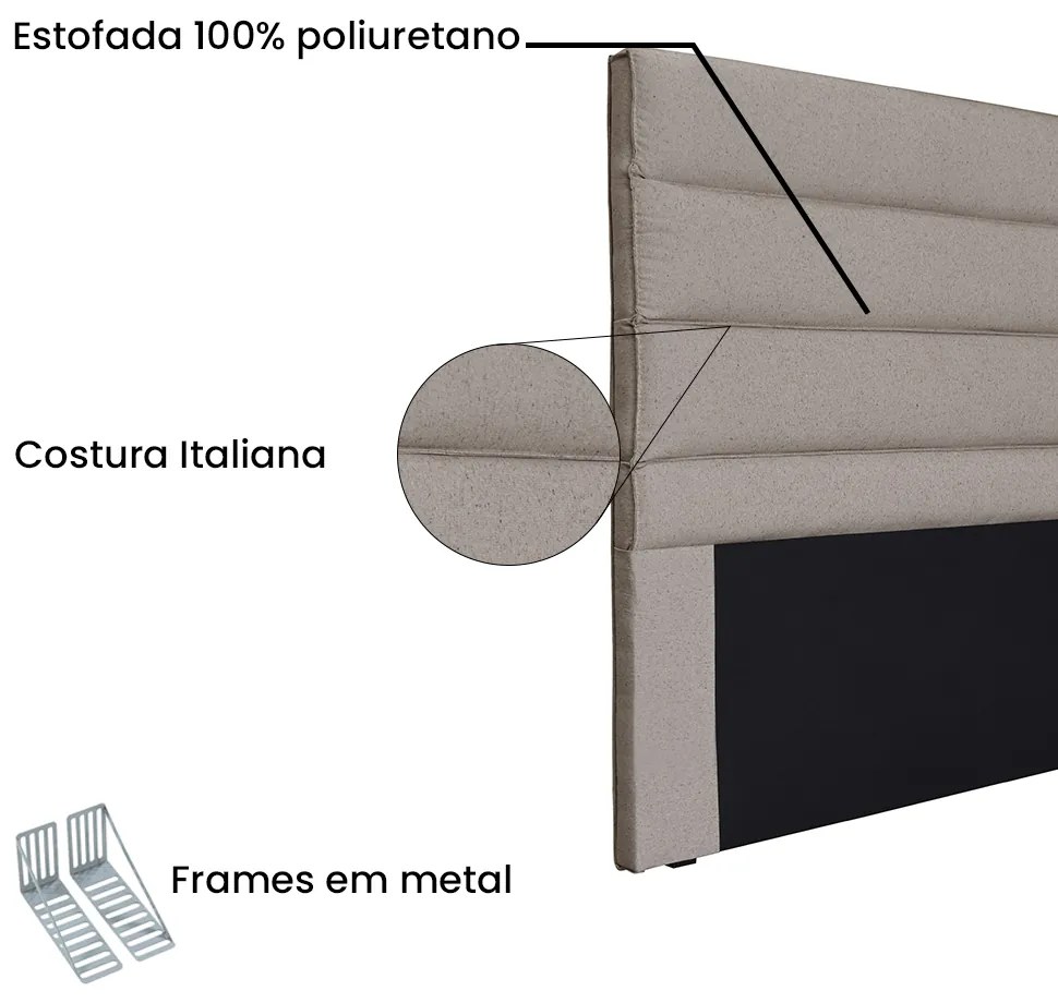 Cabeceira Cama Box Solteiro 90 cm Arles Linho S04 - D'Rossi - Areia