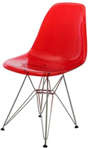 Cadeira Eames Policarbonato Vermelho Base Cromada - 17383 Sun House