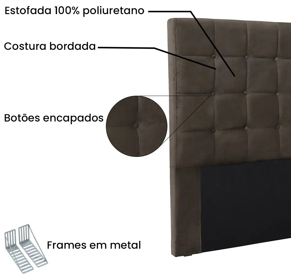 Cabeceira Cama Box Solteiro 90 cm Verona Veludo S04 - D'Rossi - Marrom