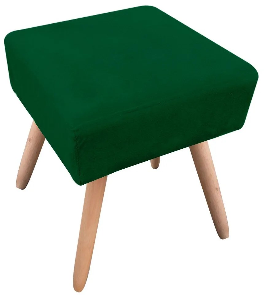 Puff Banqueta Decorativo Pé Palito Natural Ibiza Suede Verde D03 - D'Rossi