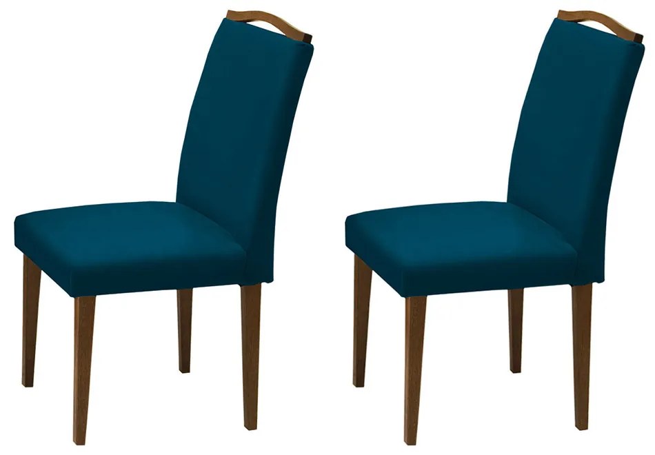 Conjunto 2 Cadeira Decorativa Lorena Veludo Azul Marinho