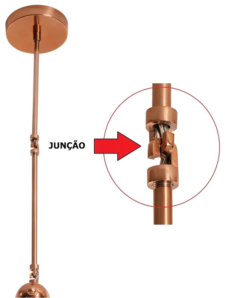 Pendente Cacau Ø68X57X83Cm 6Xg9 / Metal E Globo Ø12Cm | Usina 16738/6 (CB-PV - Cobre Brilho Polido Verniz, FOSCO)