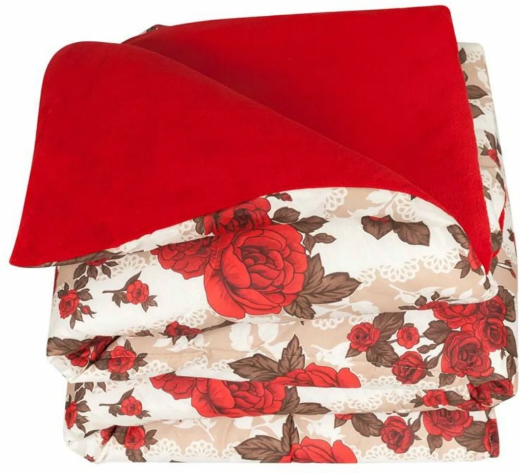 Cobertor Antares Vermelho Casal DOURADOS ENXOVAIS Dupla Face 120 Fios Manta Microfibra
