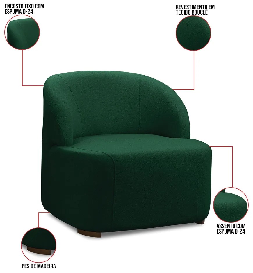 Poltrona Decorativa Orgânica kit 2 Diully Bouclê E03 - D'Rossi - Verde