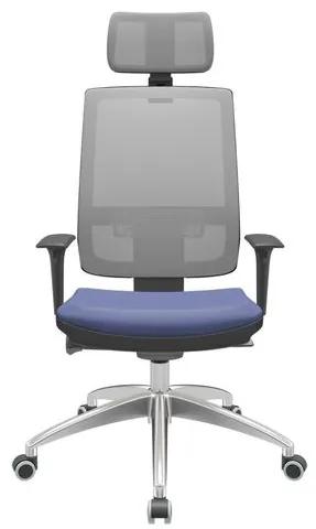 Cadeira Office Brizza Tela Cinza Com Encosto Assento Facto Dunas Azul Autocompensador 126cm - 63204 Sun House