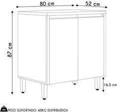 Balcão de Cozinha 80cm Com Tampo Da Vinci L06 Nature/Off White - Mpoze