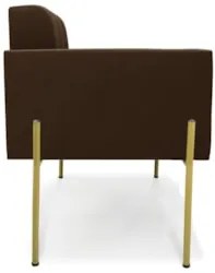 Poltrona Para Sala Pé Metal Dourado Kit 2 Ana Suede Marrom - Ibiza