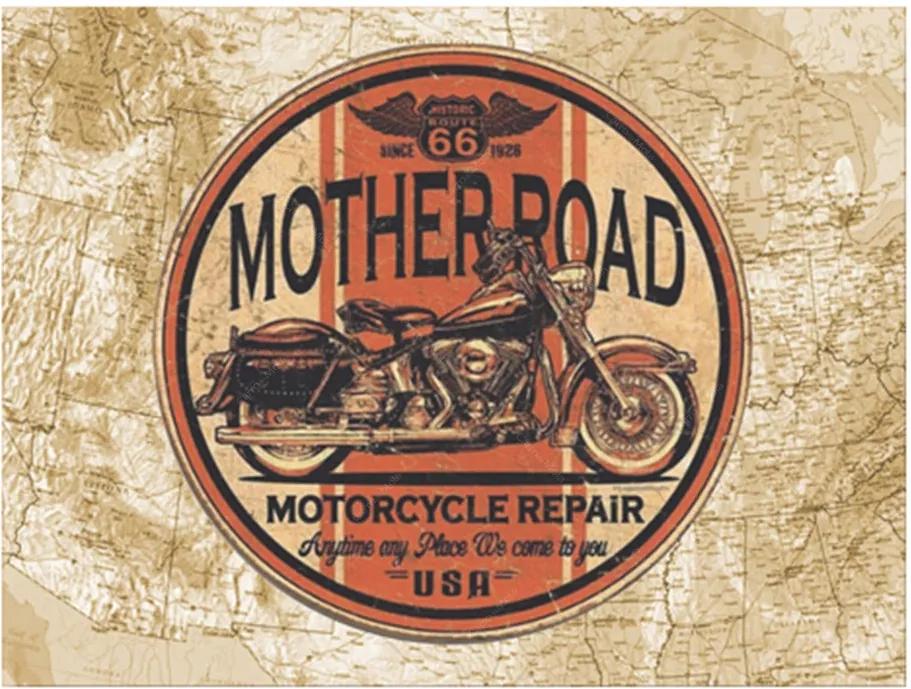 Placa Decorativa Mother Road Média em Metal - 30x20cm