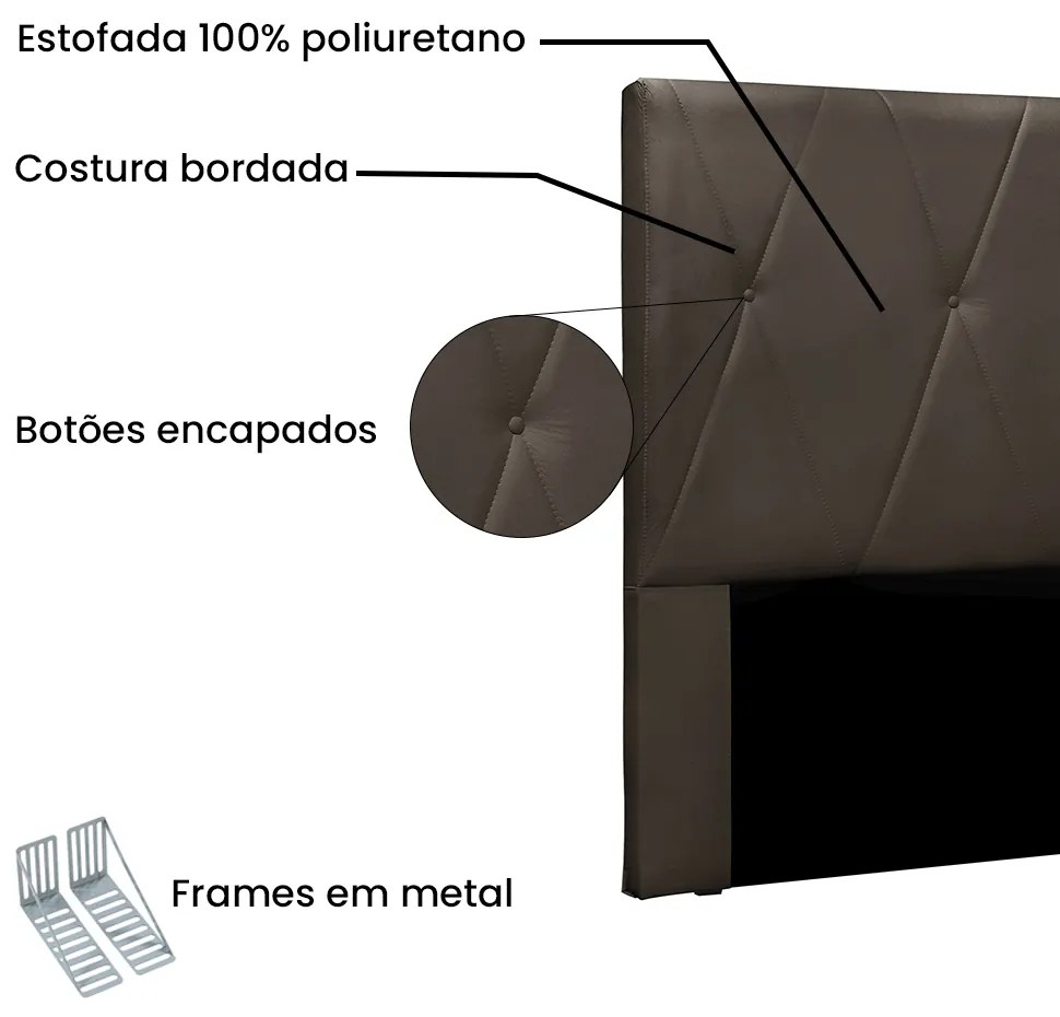 Cabeceira Cama Box Casal 140 cm Aquilla Veludo Marrom S04 - D'Rossi