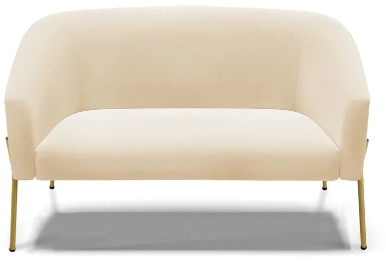 Sofá 2 Lugares Namoradeira Pé de Ferro Dourado Stella Suede D03 - D'Rossi - Bege