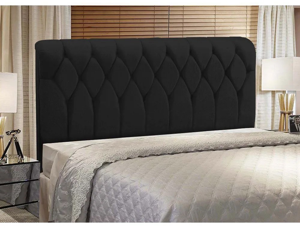 Cabeceira Miami Cama Box Queen 160 cm Suede Preto D'Rossi