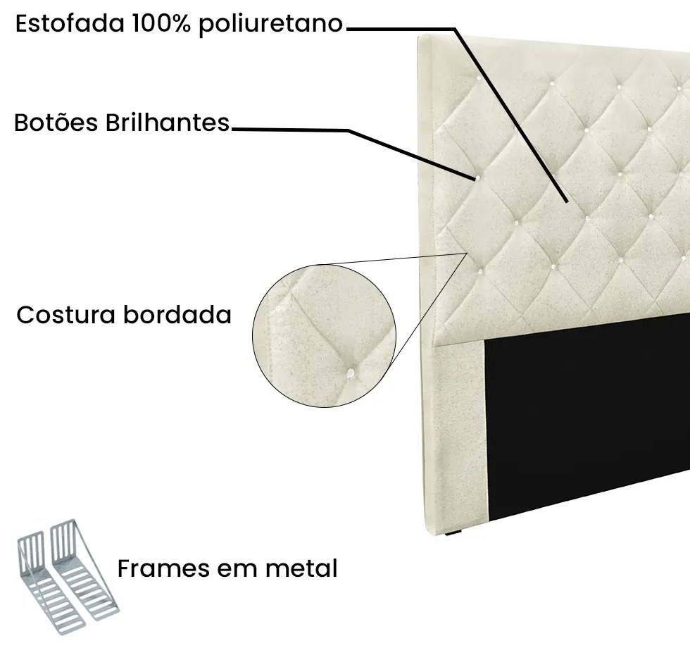 Cabeceira Cama Box Solteiro 90 cm Tania Linho S04 - D'Rossi - Natural