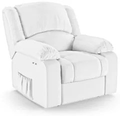 Poltrona do Papai Reclinável Pietra Power Touch FH9 PU Branco - Mpozen