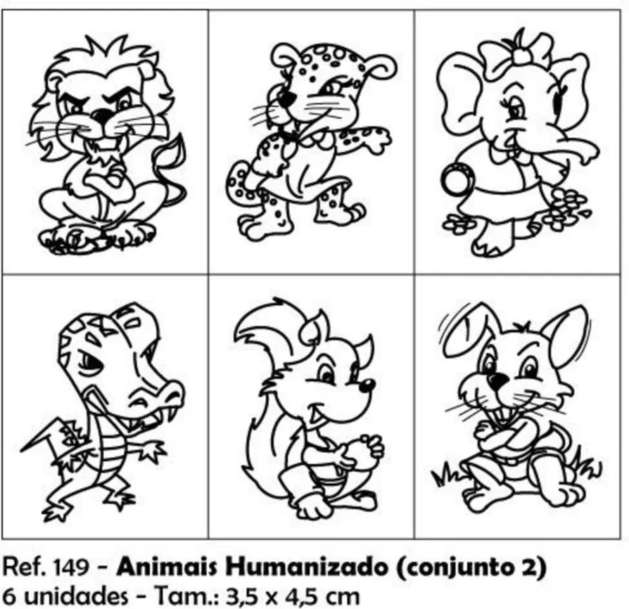 Carimbos Pedagógicos Animais Humanizados 35x45cm Conjunto 2 - Jottplay