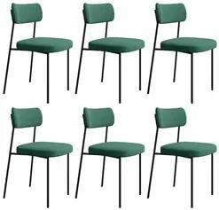 Kit 6 Cadeiras Estofadas Milli Veludo 403 F02 Verde - Mpozenato