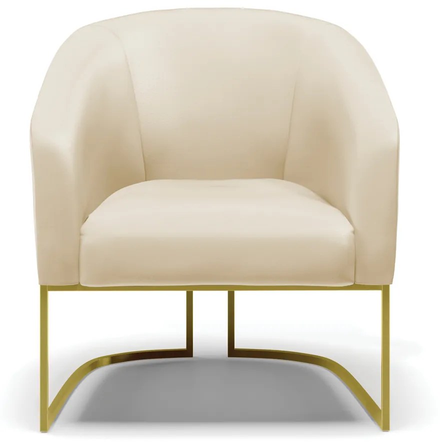 Poltrona Decorativa Industrial Dourada Stella Sintético D03 - D'Rossi - Bege