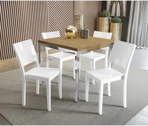 Conjunto de Mesa Shire Crome com 4 cadeiras Polipropileno - Branco