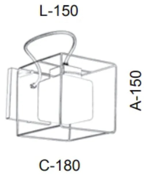 Arandela Aramado Vidro Quadrado 12X17X15Cm Metal E Cubo 01Xg9 |Old Art... (COBRE BRILHO, AMBAR)
