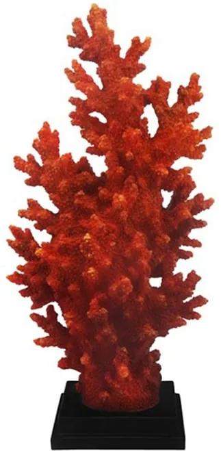 Coral Decorativo em Poliresina Laranja Base Quadrada Preta