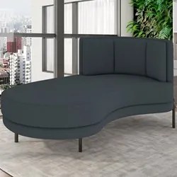 Chaise Longue Divã 164cm Braço Direito Logus D06 Bouclê Chumbo - Mpoze