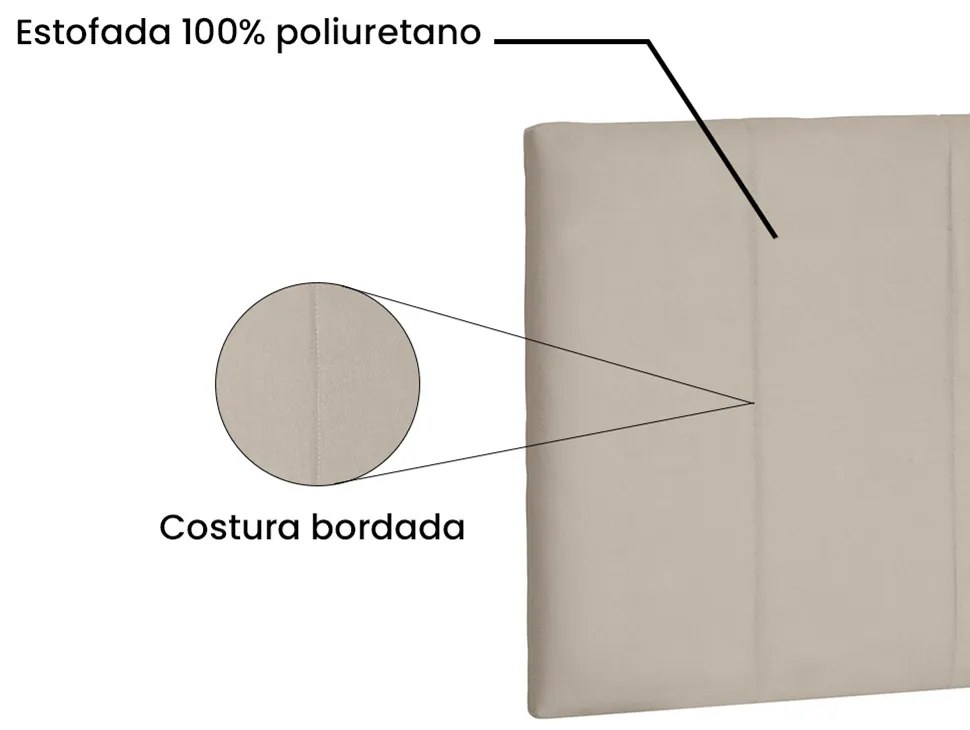 Cabeceira Painel Arizona Para Cama Box Casal 140 cm Suede Bege - D'Rossi