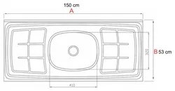 Balcão Gabinete com Pia Inox 150cm Lisboa Branco/Castanho - Lumil Móve