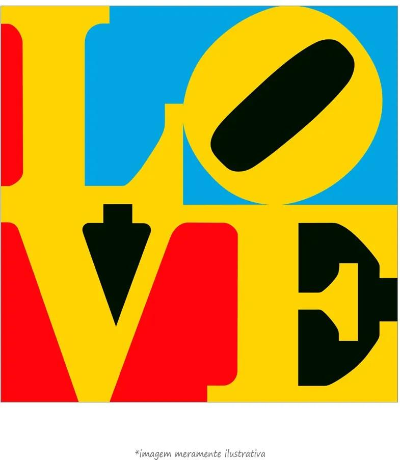 Poster Love - Com Fundo Azul, Vermelho E Preto (30x30cm, Apenas Impressão)