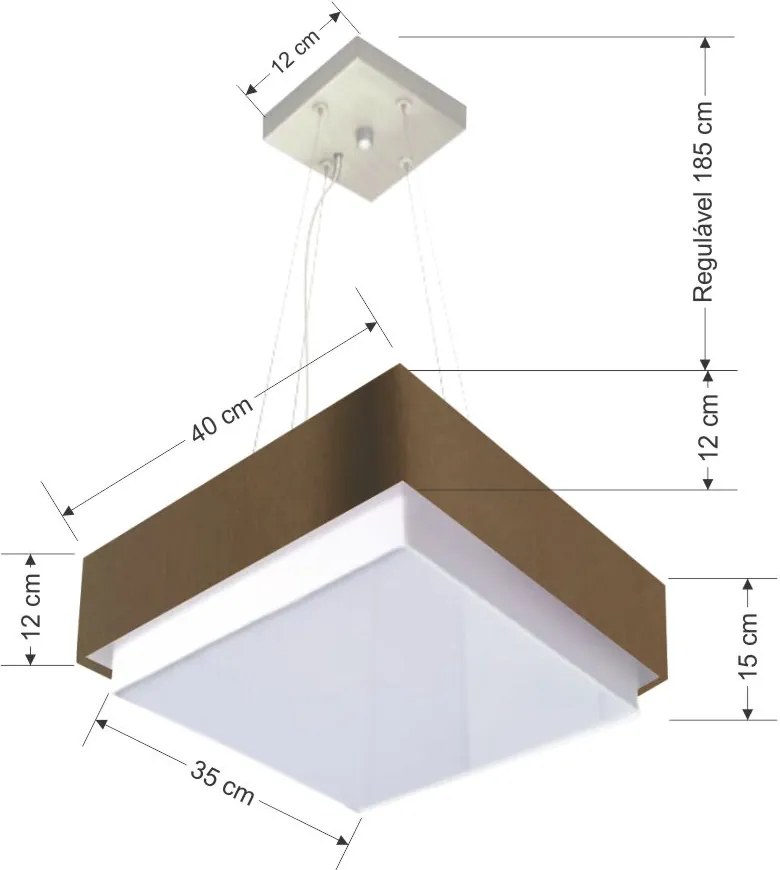 Lustre Para Sala de Jantar Vivare Md-4402 Cúpula em Tecido 40x40cm