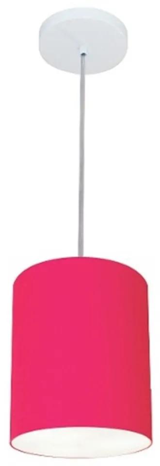 Lustre Pendente Cilíndrico Md-4012 Cúpula em Tecido 18x25cm Rosa Pink - Bivolt