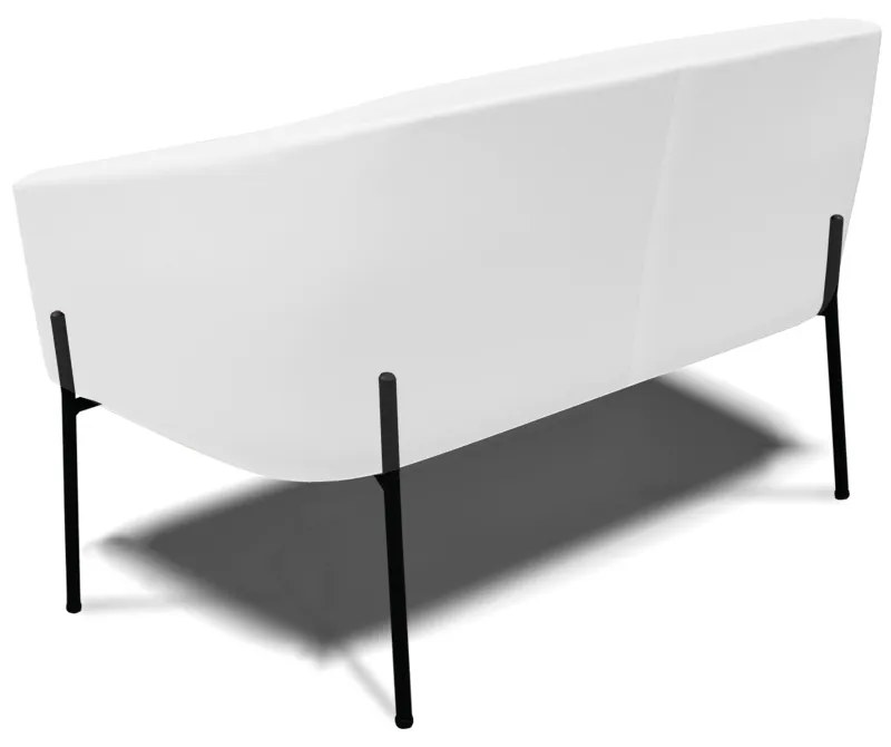 Sofá 2 Lugares Namoradeira Pé de Ferro Preto Stella Sintético D03 - D'Rossi - Branco