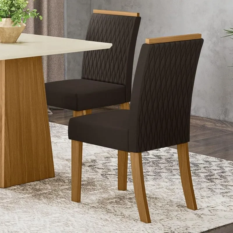 Kit Conjunto 2 Cadeiras Vega Sala de Jantar Nature Marrom