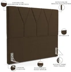 Cabeceira Cama Box Casal 140cm Aura Suede W01 Marrom - Mpozenato