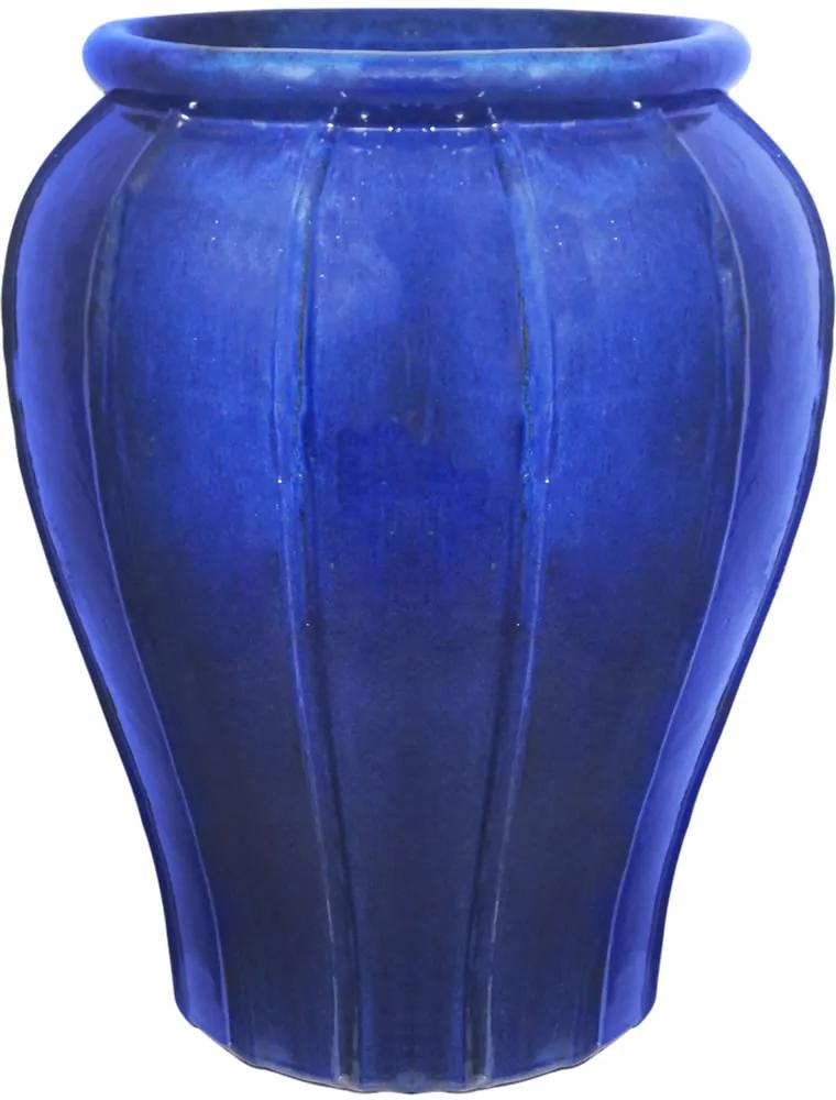 Vaso Vietnamita Grande em Cerâmica Azul Azaléia