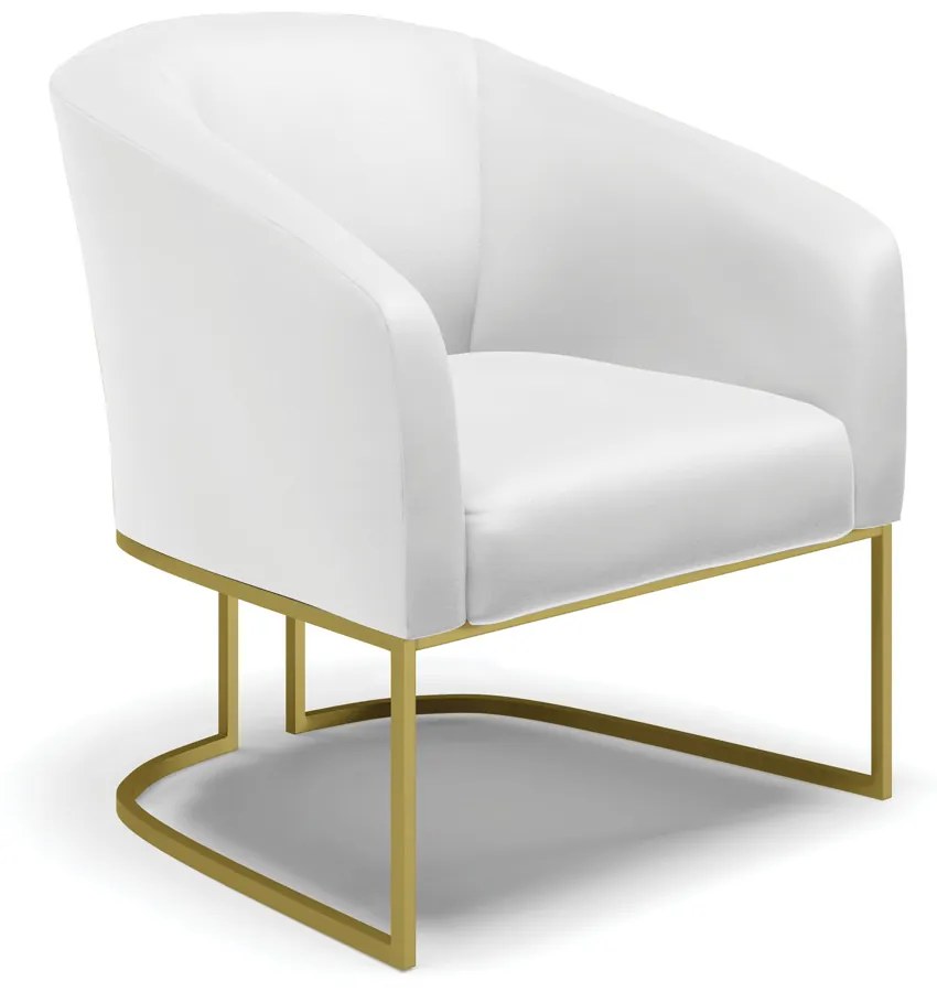 Sofá Namoradeira e Poltrona Base Industrial Dourado Stella Corino Branco D03 - D'Rossi