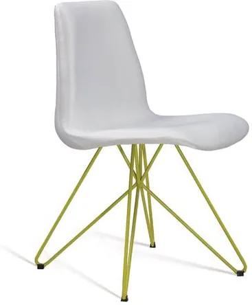 Cadeira Estofada Eames com Pés de Aço Amarelo - Off White