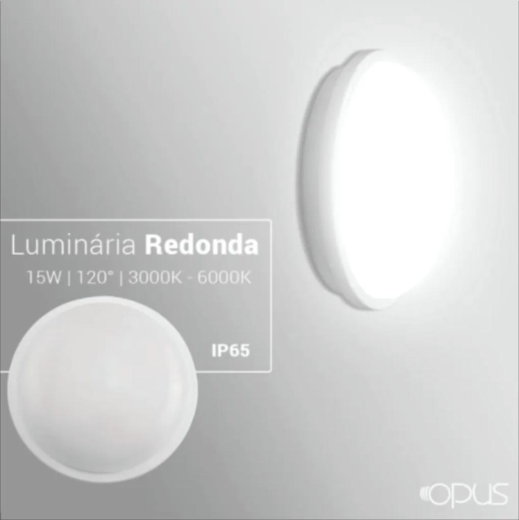 Luminária Tipo Tartaruga Redonda Ø16,7X6,2Cm Led 15W 3000K Ip65 |Opus...