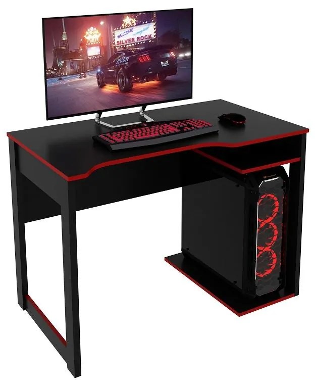 Mesa Gamer Escrivaninha Home Office Nicho Preto Vermelho