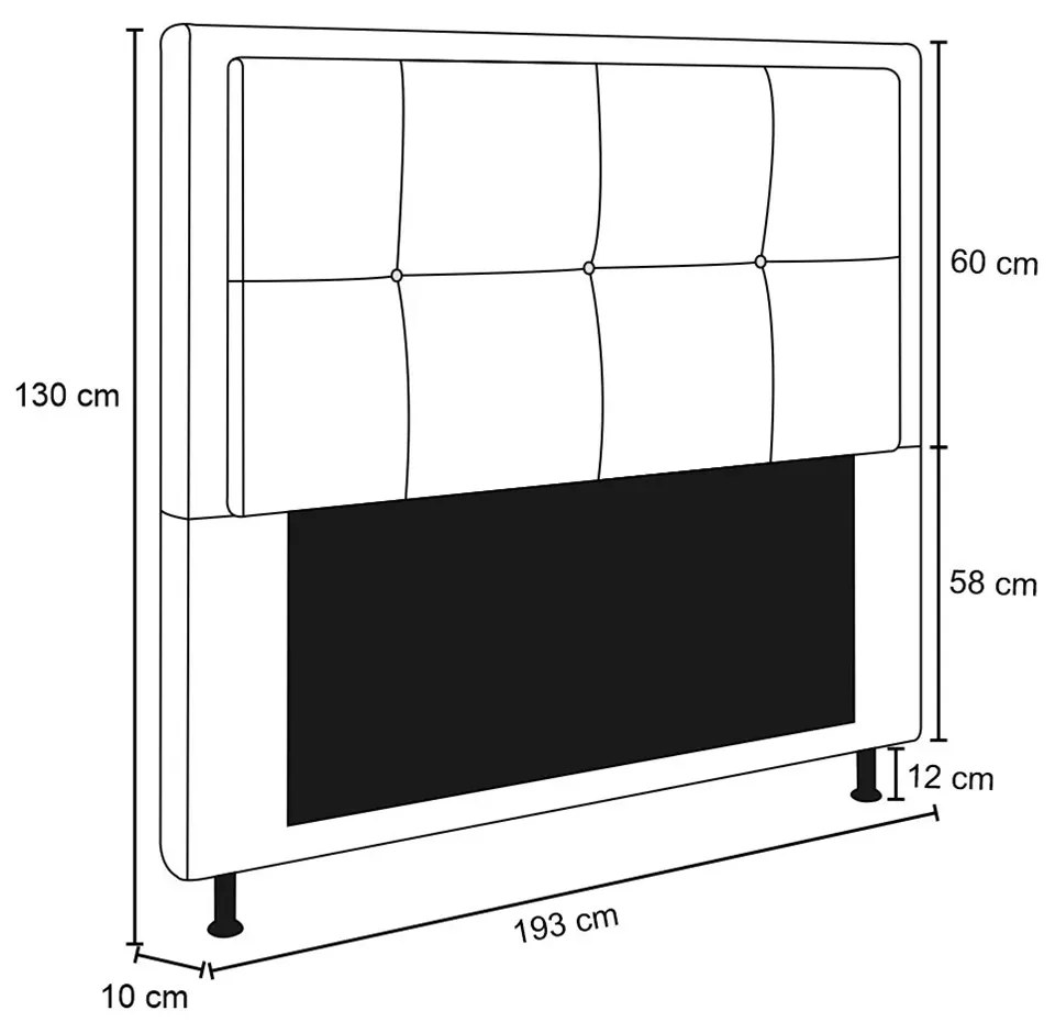 Cabeceira Ametista Para Cama Box King 195 cm Suede - D'Rossi - Bege