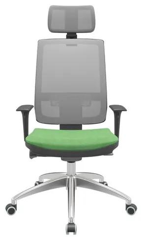 Cadeira Office Brizza Tela Cinza Com Encosto Assento Poliester Verde Musgo Autocompensador 126cm - 63229 Sun House