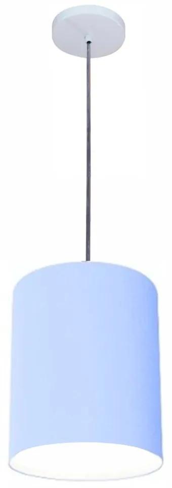 Luminária Pendente Vivare Free Lux Md-4104 Cúpula em Tecido - Azul-Bebê - Canopla branca e fio transparente
