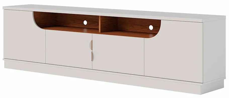 Bancada Tv de 75 Polegadas 4 Portas Karol 200cm C04 - D'Rossi - Off White Matte e Freijó