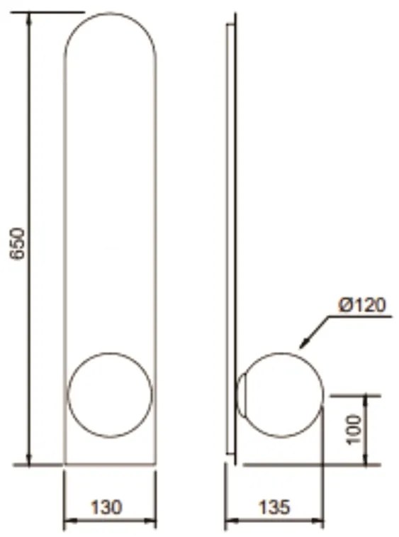 Arandela Aliança 13X65X13Cm 01Xg9 Globo 10Cm - Usina 90035/1 (ES-V - Alumínio Escovado Verniz, Cristal (Transparente))