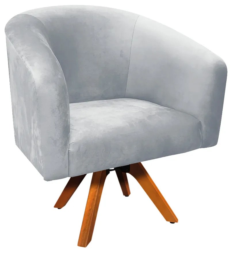 Poltrona Decorativa Giratória MM30 Stella Suede Cinza D03 - D'Rossi