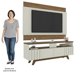 Painel para TV 60 Pol com Rack Bancada Suíça Freijó/Cinza Cristal - Mó