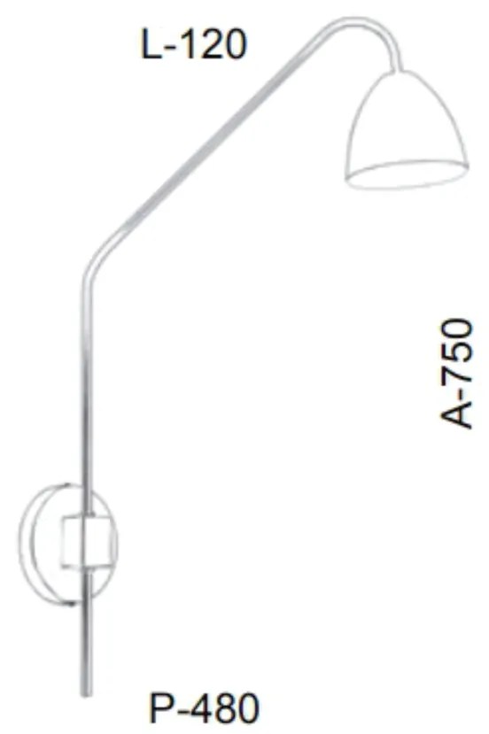 Arandela Haste Articulada Cúpula Aluminio 12X48X75Cm Metal 01Xe27 |Old... (PRETO)