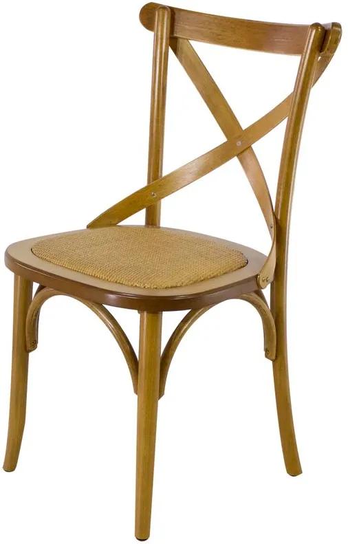 Cadeira de Jantar X Espanha com Rattan Amêndoa Fosco - Wood Prime PTE 33428