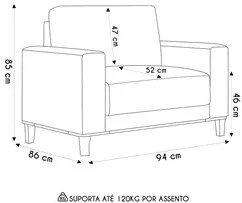 Poltrona Decorativa Sala de Estar Kit 02 Zaire M22 Linho Areia - Mpoze